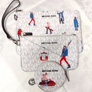 Michael Kors Jet Set Girls JST Multi Wristlet Trio - Bright White Multi